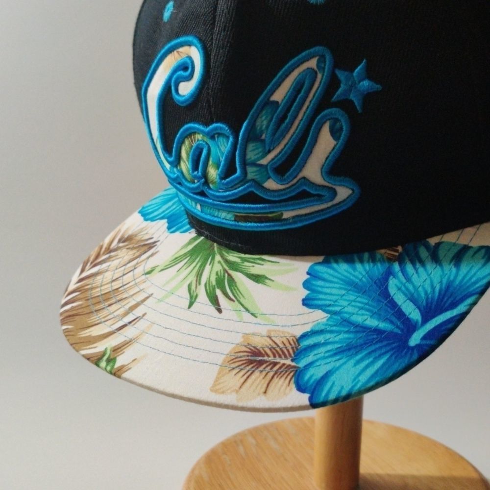 Cali Branded Blue and white Tropical Floral SnapBack Hat - Picture 3 of 11